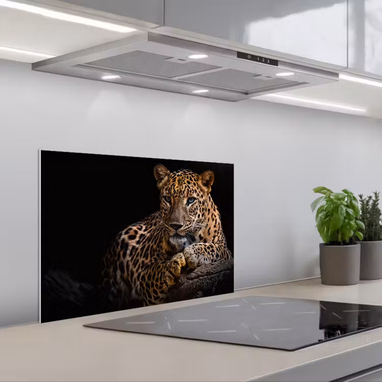 Kitchen splashback for hob - Wildlife - Panther - Portrait - Black - Animals — 1