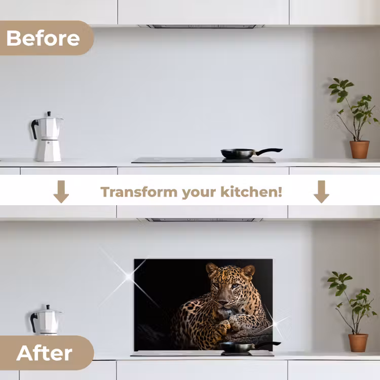 Kitchen splashback for hob - Wildlife - Panther - Portrait - Black - Animals — 7