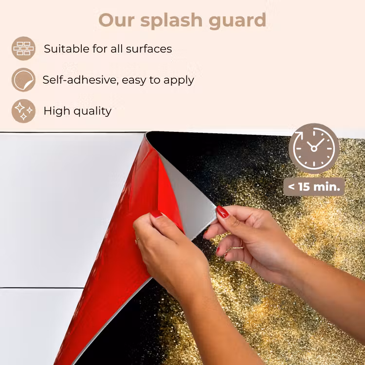 Kitchen splashback for hob - Gold powder on a black background — 4