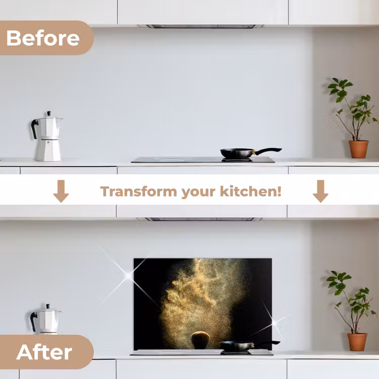 Kitchen splashback for hob - Gold powder on a black background — 7