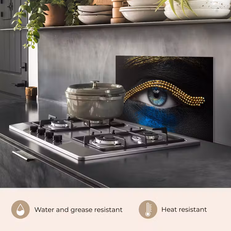 Kitchen splashback for hob - Woman - Eyes - Make up - Luxury - Gold — 2
