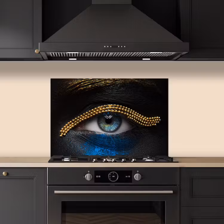 Kitchen splashback for hob - Woman - Eyes - Make up - Luxury - Gold — 5