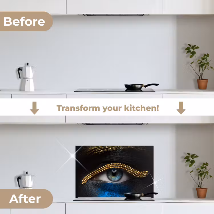 Kitchen splashback for hob - Woman - Eyes - Make up - Luxury - Gold — 7