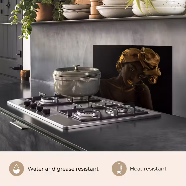 Kitchen splashback for hob - Women - Headscarf - Gold - Luxury — 2
