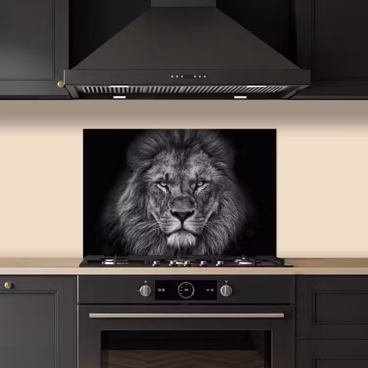 Kitchen splashback for hob - Lion - Animals - Black - White — 5