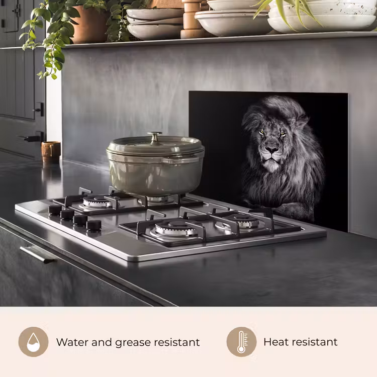 Kitchen splashback for hob - Lion - Eyes - Orange - Black and white - Animals - Portrait — 2
