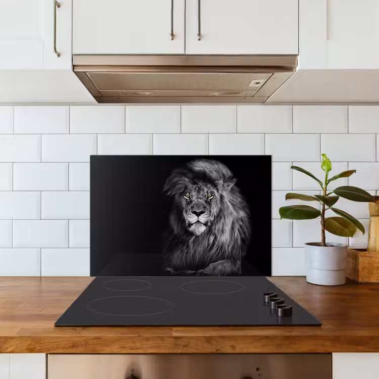 Kitchen splashback for hob - Lion - Eyes - Orange - Black and white - Animals - Portrait — 3