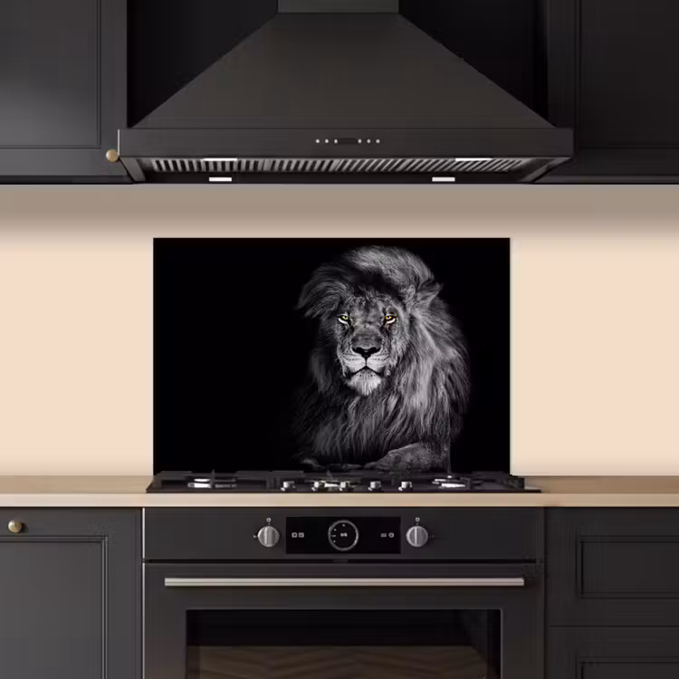 Kitchen splashback for hob - Lion - Eyes - Orange - Black and white - Animals - Portrait — 5