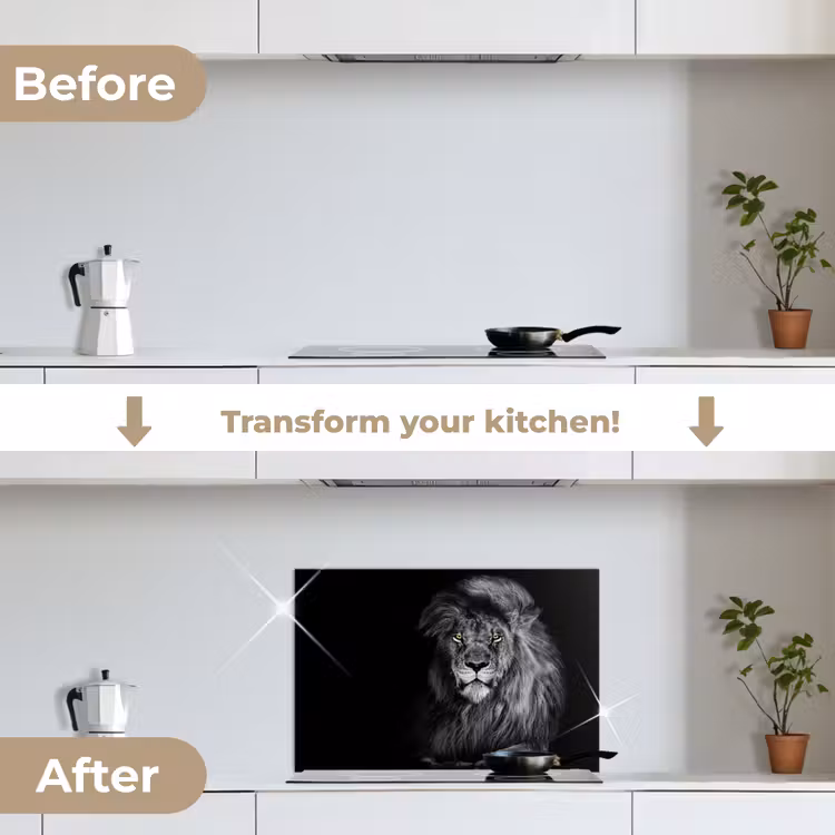 Kitchen splashback for hob - Lion - Eyes - Orange - Black and white - Animals - Portrait — 7
