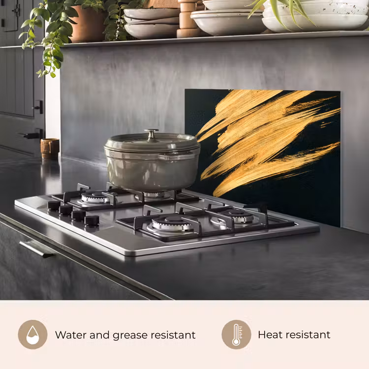 Kitchen splashback for hob - Gold - Paint - Stripes - Luxury - Abstract — 2