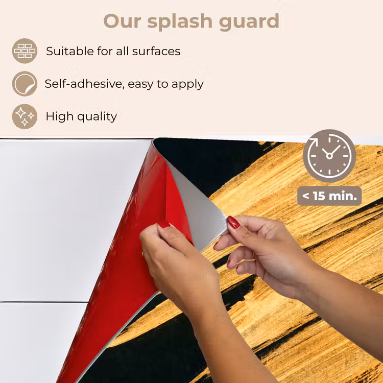 Kitchen splashback for hob - Gold - Paint - Stripes - Luxury - Abstract — 4