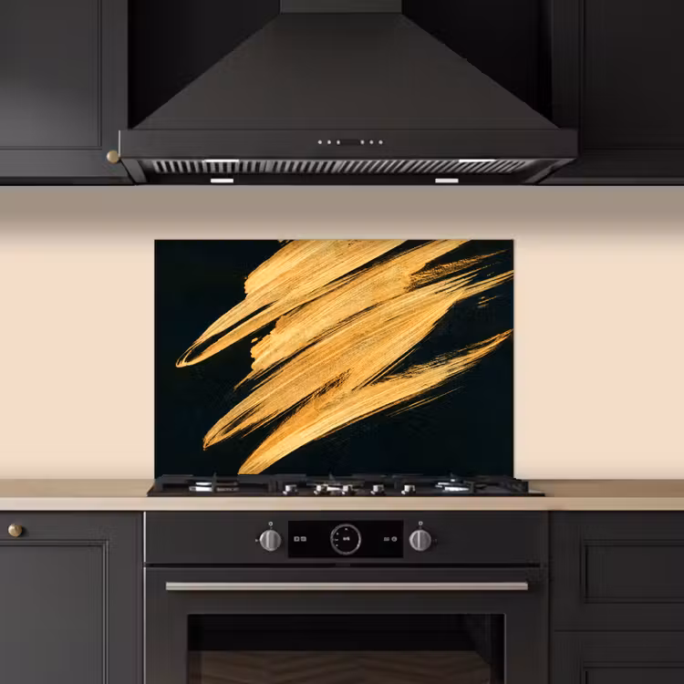 Kitchen splashback for hob - Gold - Paint - Stripes - Luxury - Abstract — 5