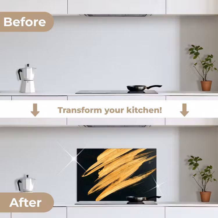 Kitchen splashback for hob - Gold - Paint - Stripes - Luxury - Abstract — 7