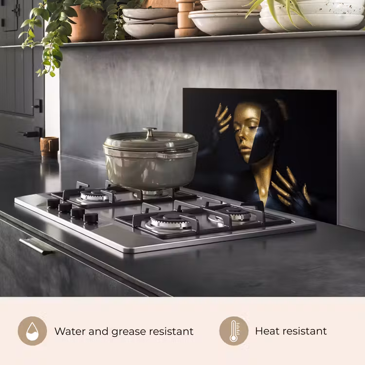 Kitchen splashback for hob - Make up - Art - Woman - Luxury - Gold — 2