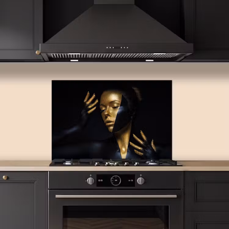 Kitchen splashback for hob - Make up - Art - Woman - Luxury - Gold — 5