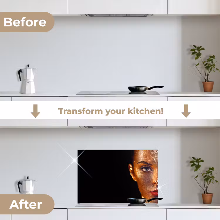 Kitchen splashback for hob - Make up - Gold - Woman - Luxury - Glitter - Art — 7