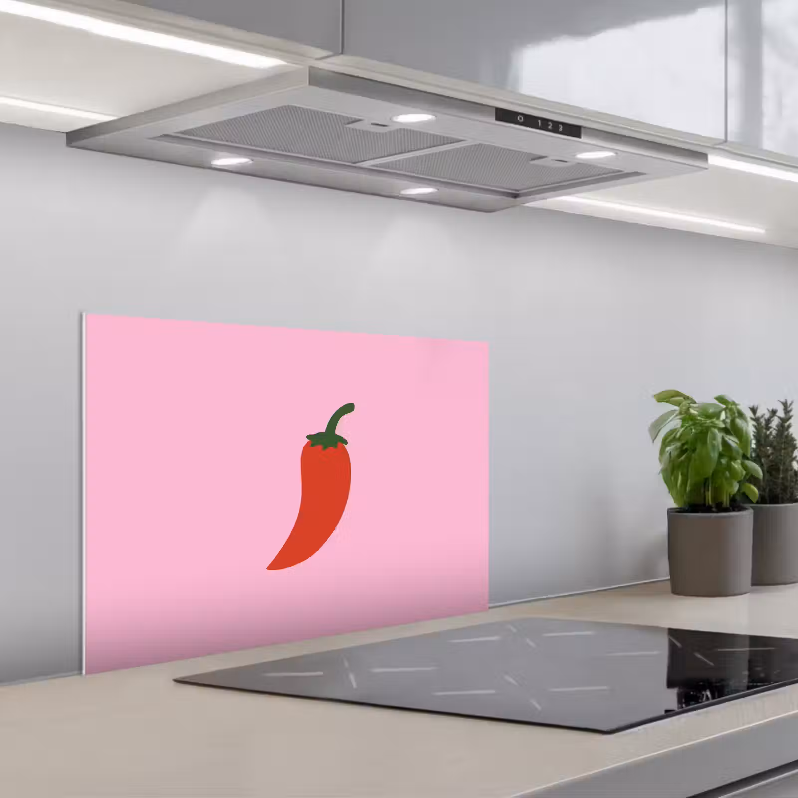 Kitchen splashback for hob - Pepper - Red - Illustration — 1