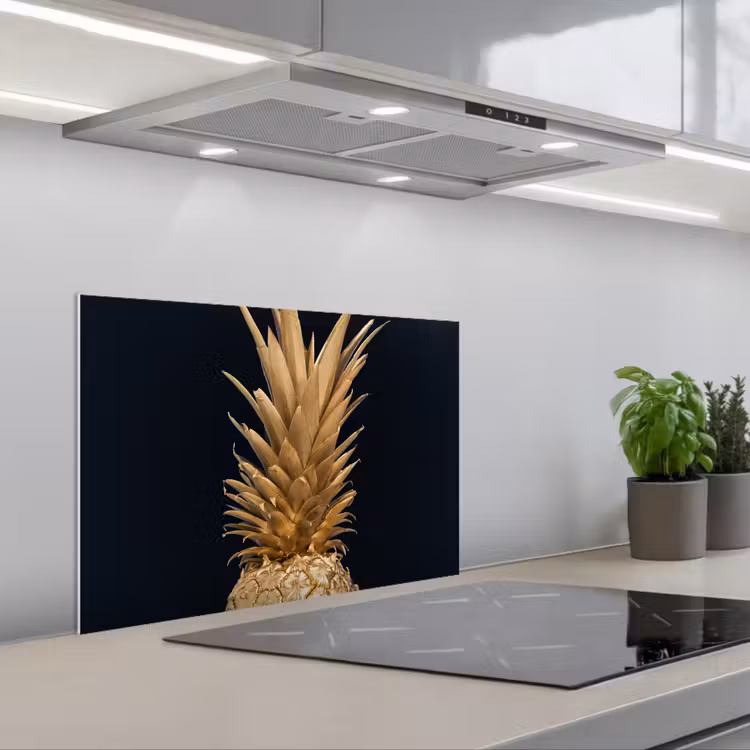 Kitchen splashback for hob - Pineapple - Gold - Paint - Black - Fruit - Luxury — 1
