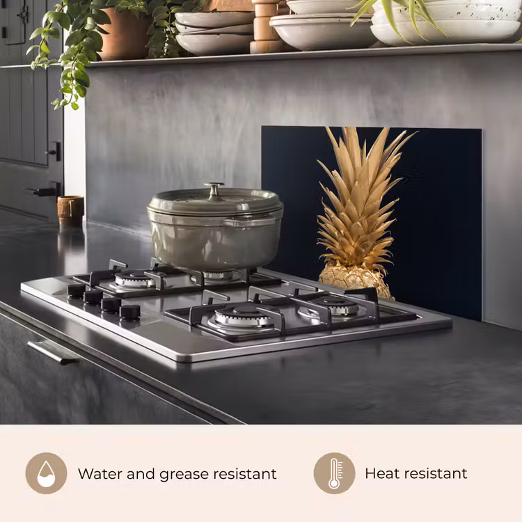 Kitchen splashback for hob - Pineapple - Gold - Paint - Black - Fruit - Luxury — 2