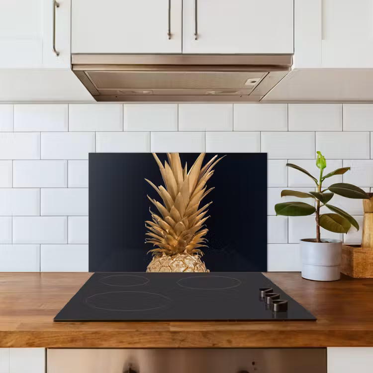 Kitchen splashback for hob - Pineapple - Gold - Paint - Black - Fruit - Luxury — 3