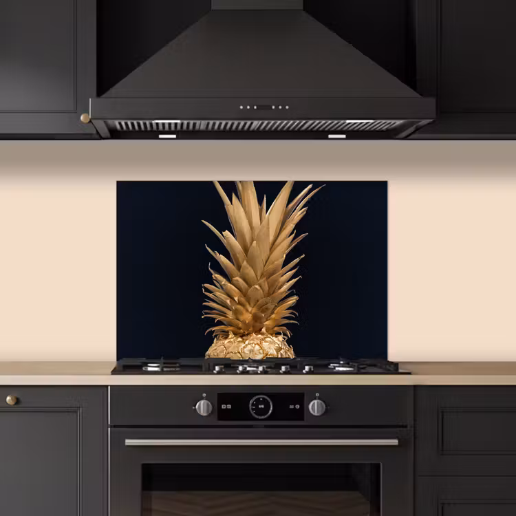 Kitchen splashback for hob - Pineapple - Gold - Paint - Black - Fruit - Luxury — 5