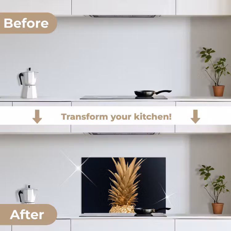 Kitchen splashback for hob - Pineapple - Gold - Paint - Black - Fruit - Luxury — 7
