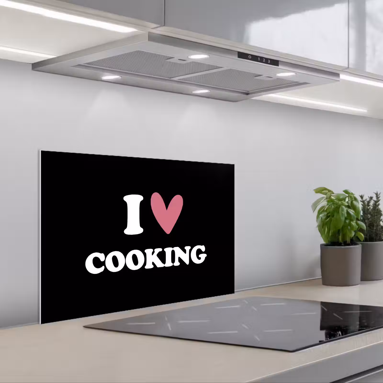 Kitchen splashback for hob - I love cooking - Cooking - Heart - Cooking lover - Chef - Proverbs — 1