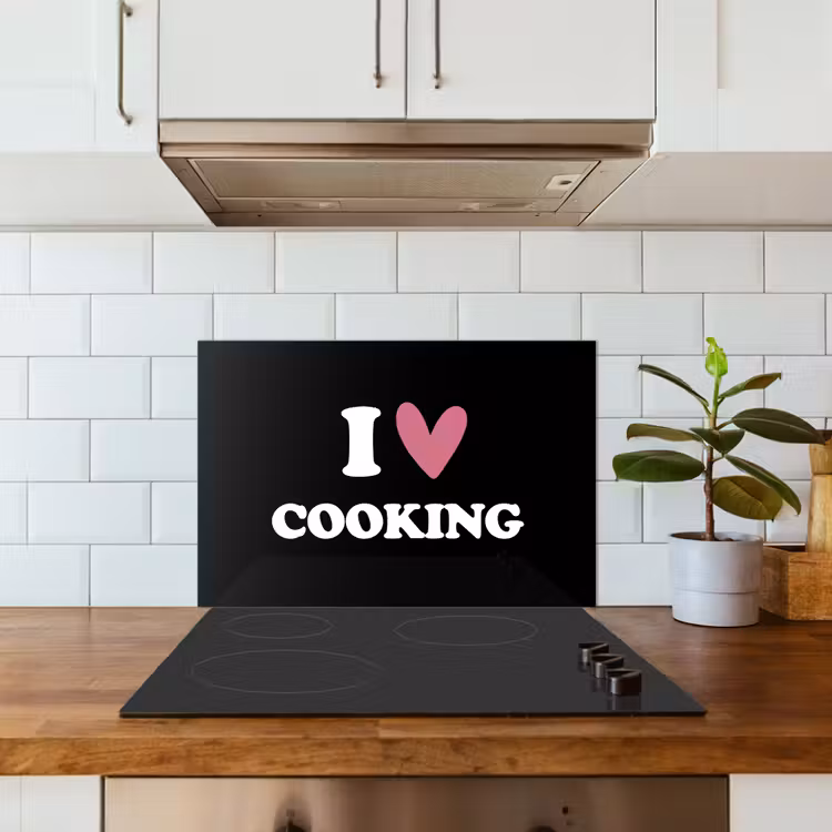 Kitchen splashback for hob - I love cooking - Cooking - Heart - Cooking lover - Chef - Proverbs — 3