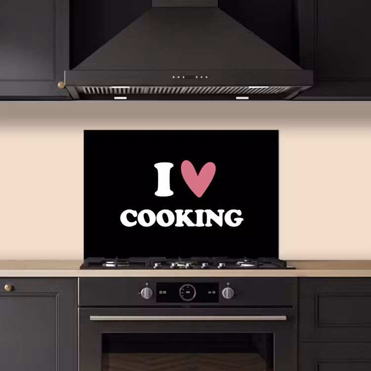 Kitchen splashback for hob - I love cooking - Cooking - Heart - Cooking lover - Chef - Proverbs — 5