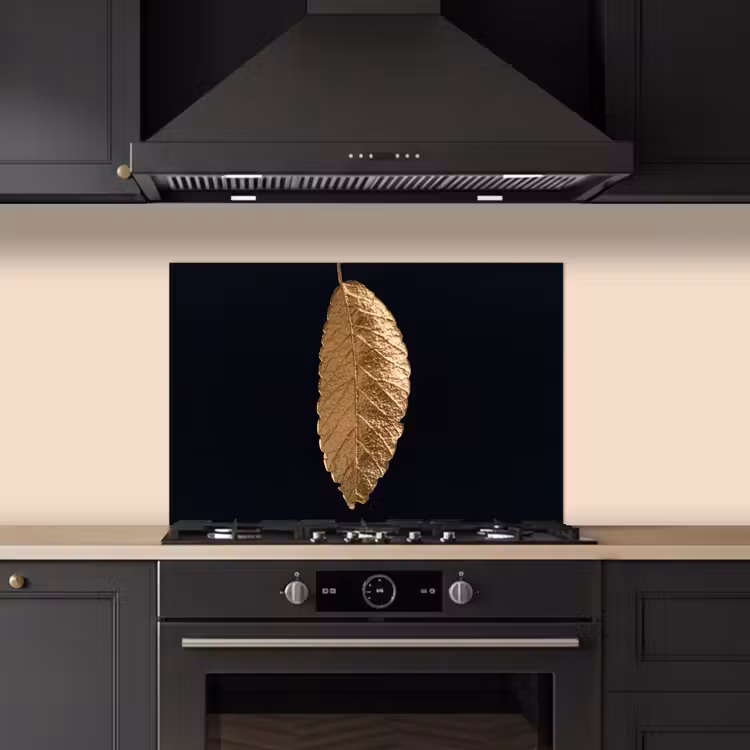 Kitchen splashback for hob - Leaves - Black - Gold - Luxury - Nature — 5