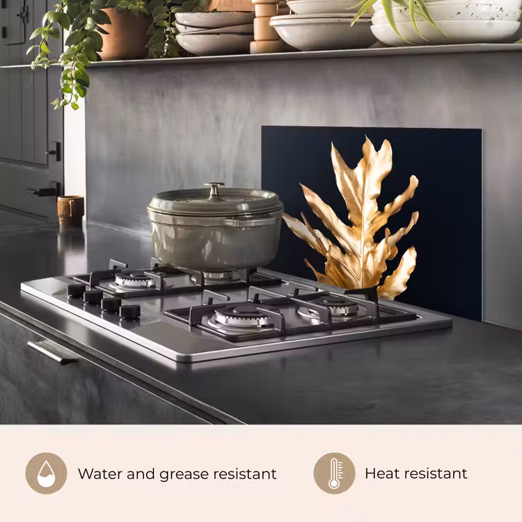 Kitchen splashback for hob - Leaves - Gold - Autumn - Nature - Luxury — 2