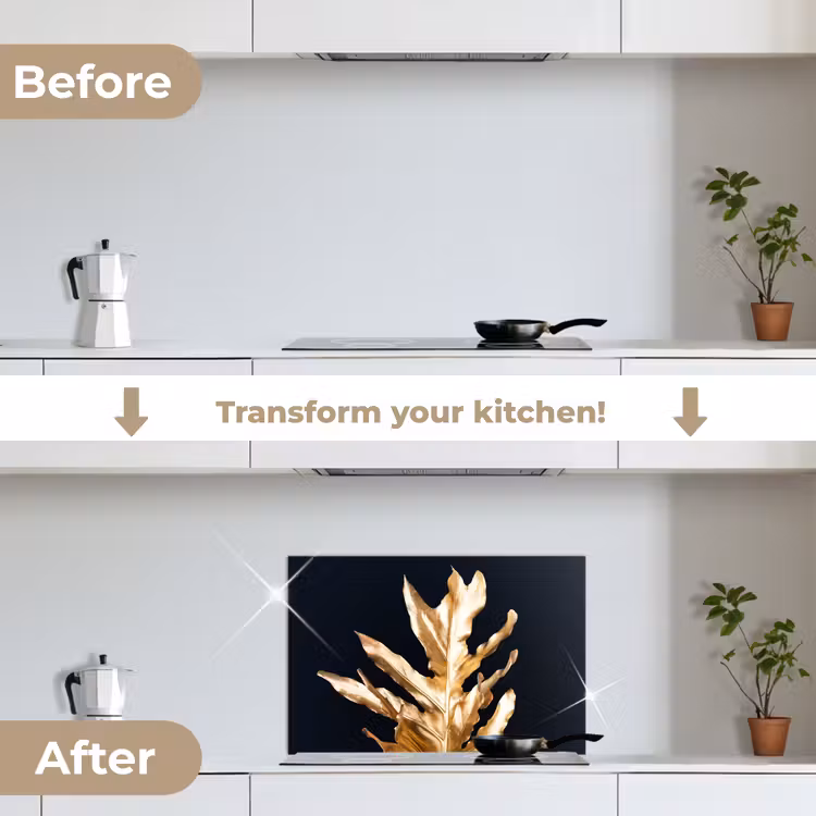 Kitchen splashback for hob - Leaves - Gold - Autumn - Nature - Luxury — 7