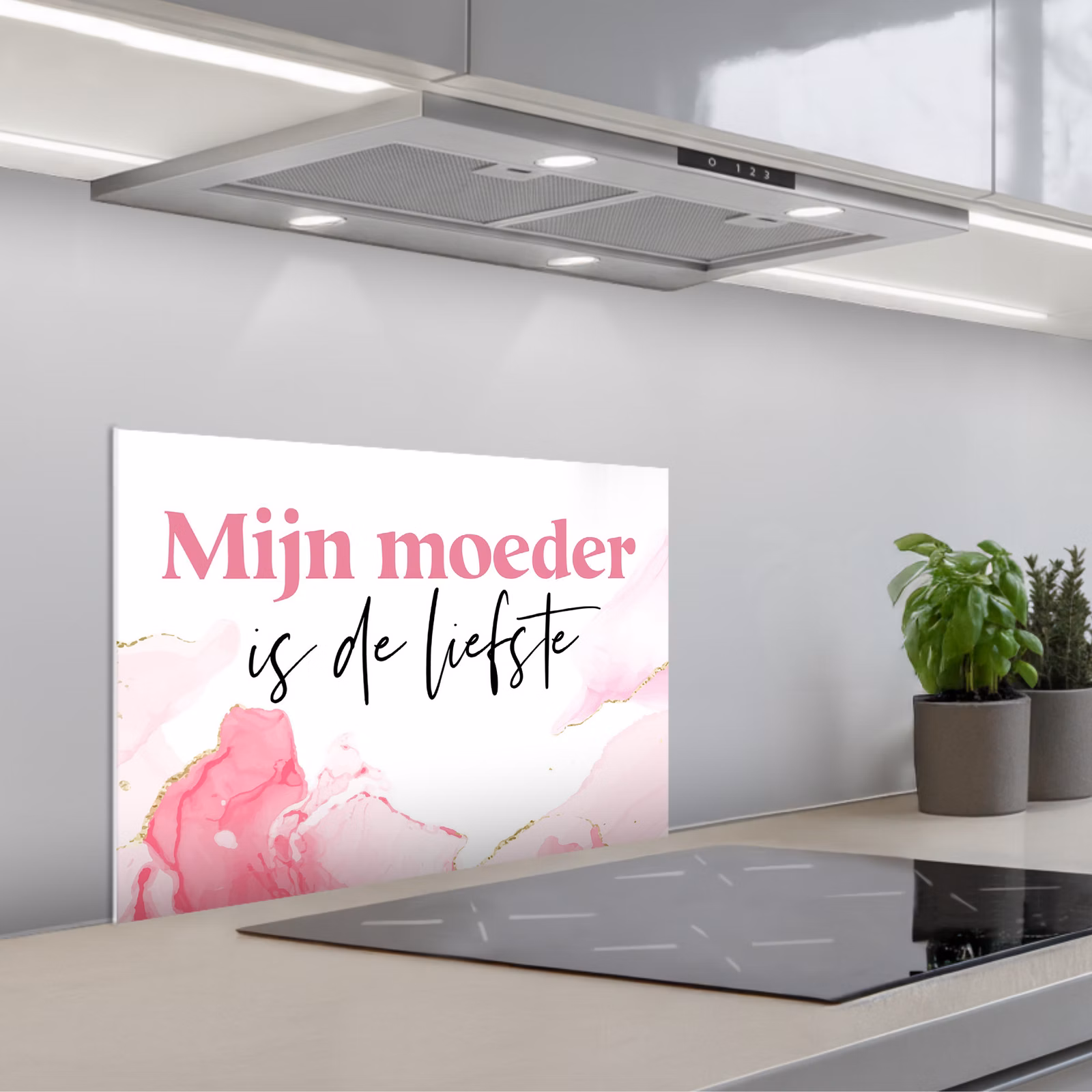 Kitchen splashback for hob - Quote - Mommy - My mother is the sweetest - Pink — 1