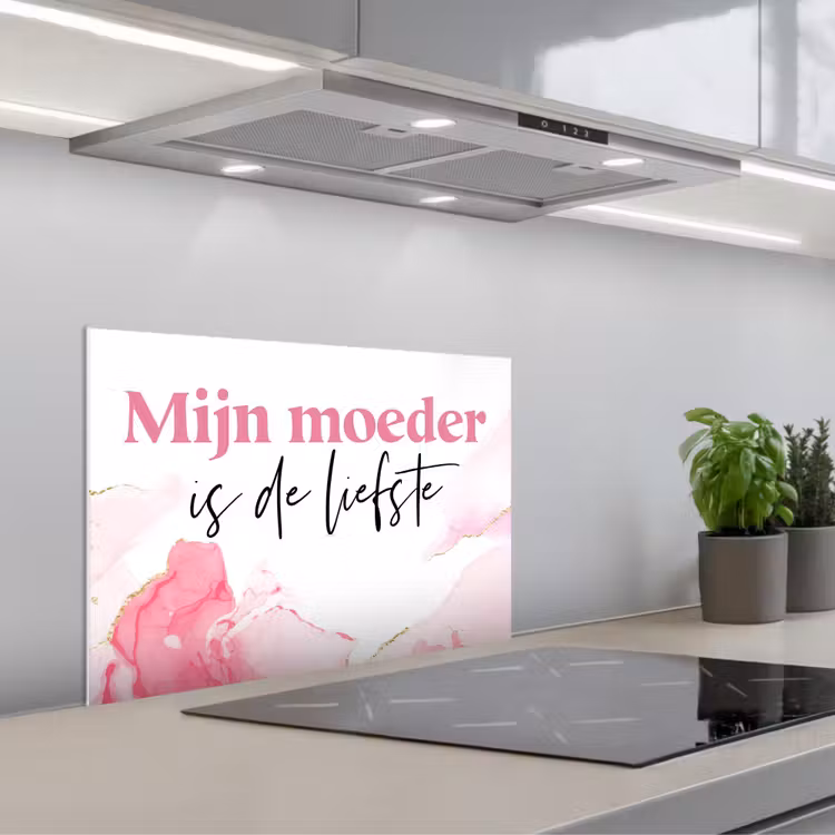 Kitchen splashback for hob - Quote - Mommy - My mother is the sweetest - Pink — 1