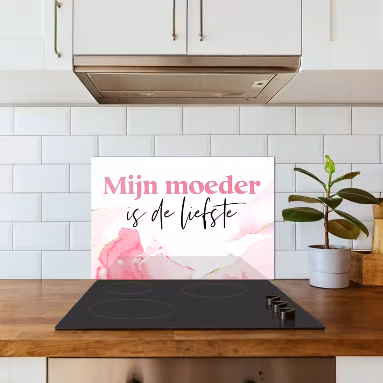 Kitchen splashback for hob - Quote - Mommy - My mother is the sweetest - Pink — 3