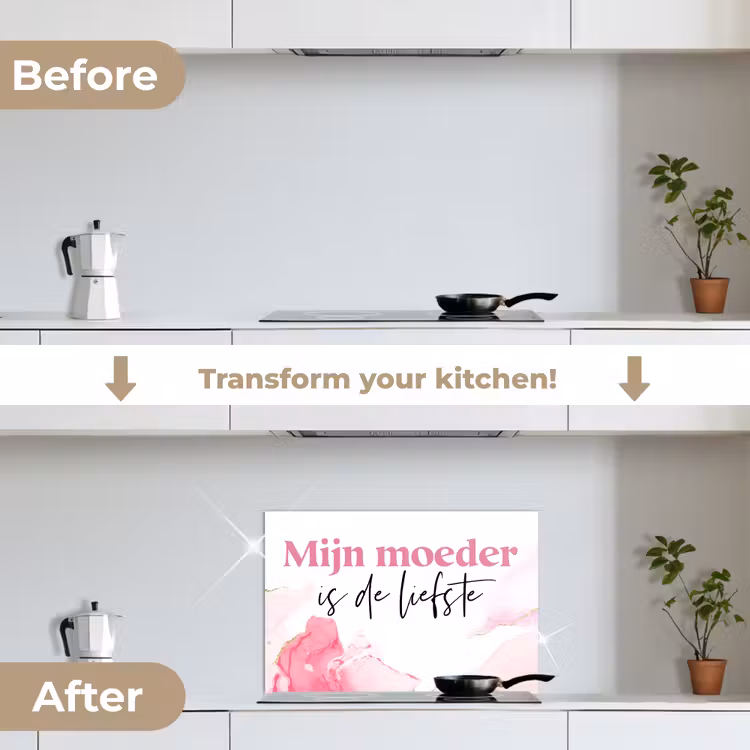 Kitchen splashback for hob - Quote - Mommy - My mother is the sweetest - Pink — 7