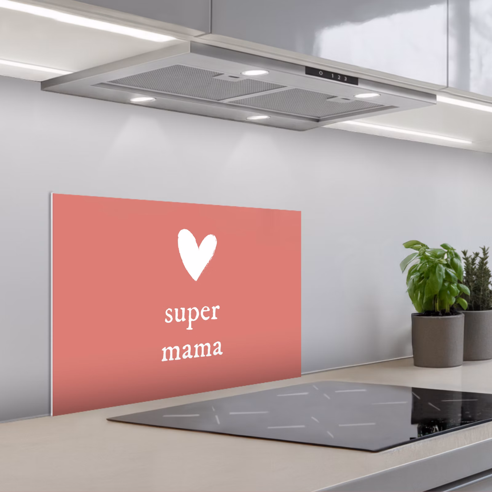 Kitchen splashback for hob - Present for Mother's Day super mommy pink/white — 1