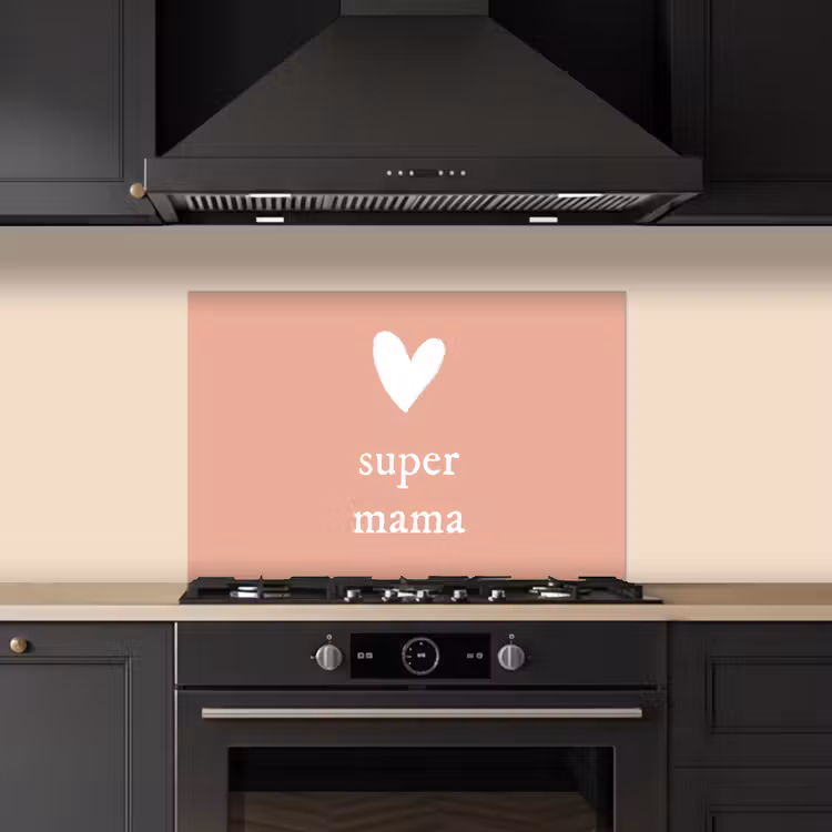Kitchen splashback for hob - Present for Mother's Day super mom light pink/white — 5