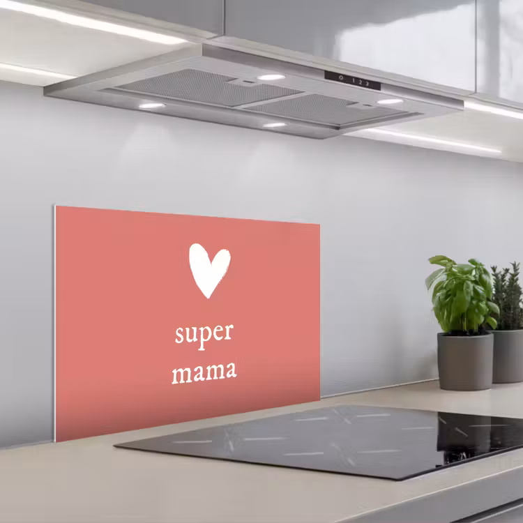 Kitchen splashback for hob - Present for Mother's Day super mommy pink/white — 1