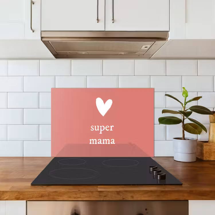 Kitchen splashback for hob - Present for Mother's Day super mommy pink/white — 3