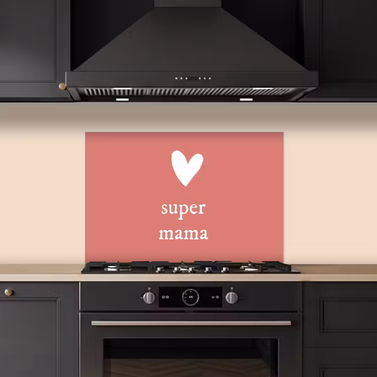 Kitchen splashback for hob - Present for Mother's Day super mommy pink/white — 5