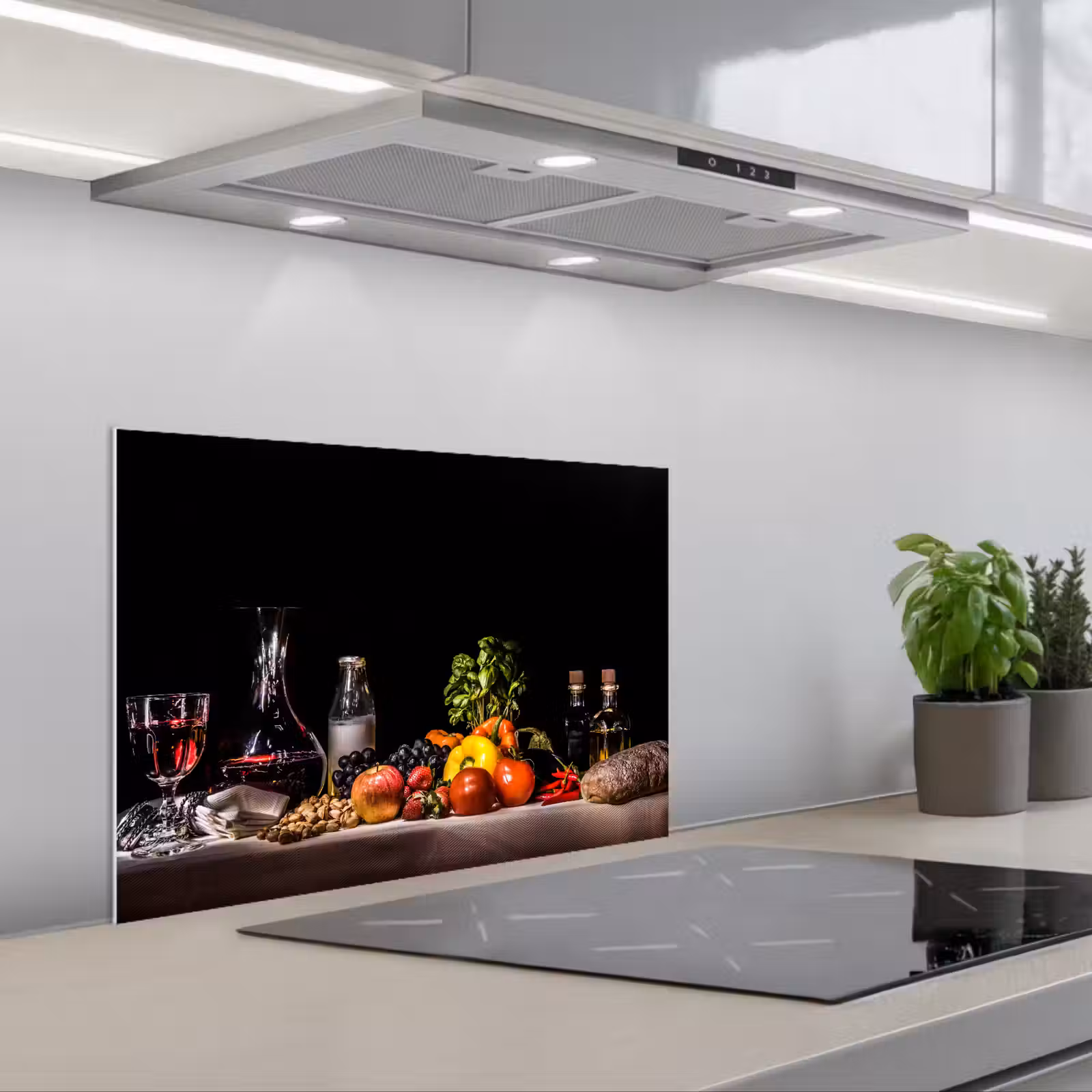 Kitchen splashback for hob - Still life - Food - Drink - Fruit - Black — 1