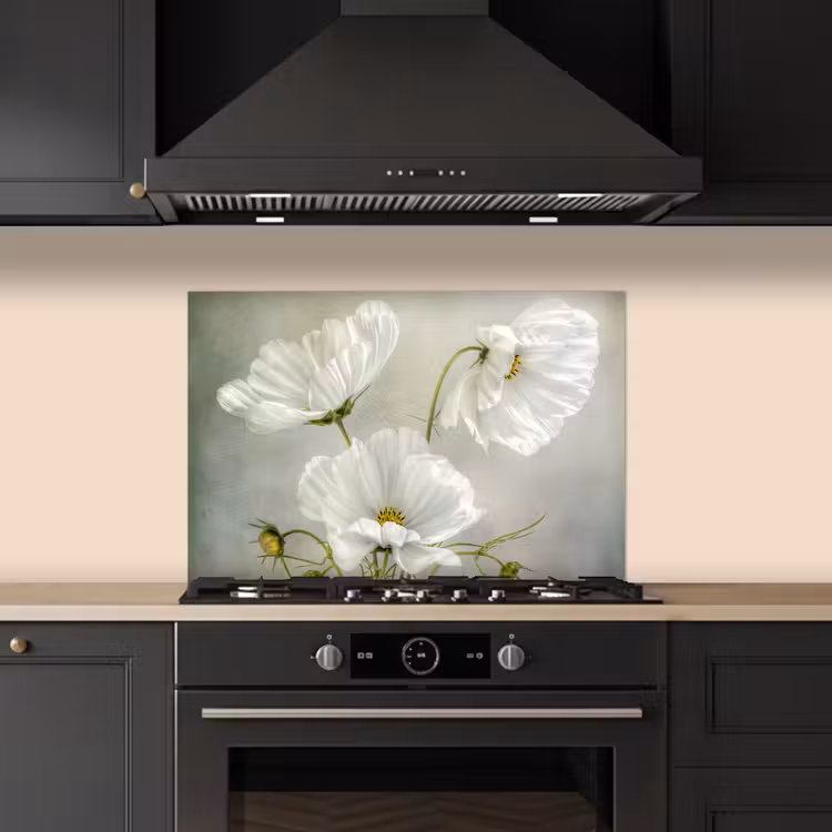 Kitchen splashback for hob - Flowers - Still Life - Poppy - White - Botanical — 5