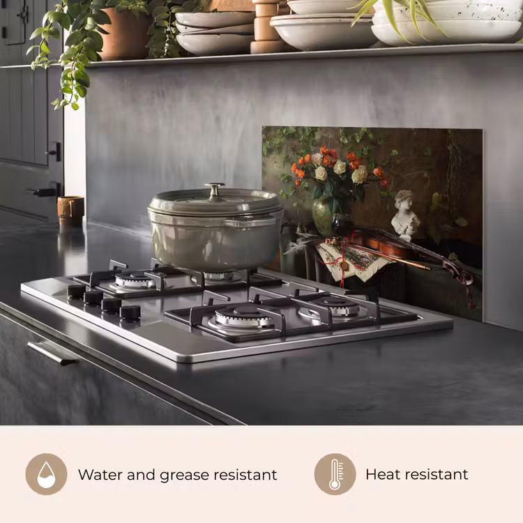 Kitchen splashback for hob - Flowers - Violin - Still life — 2