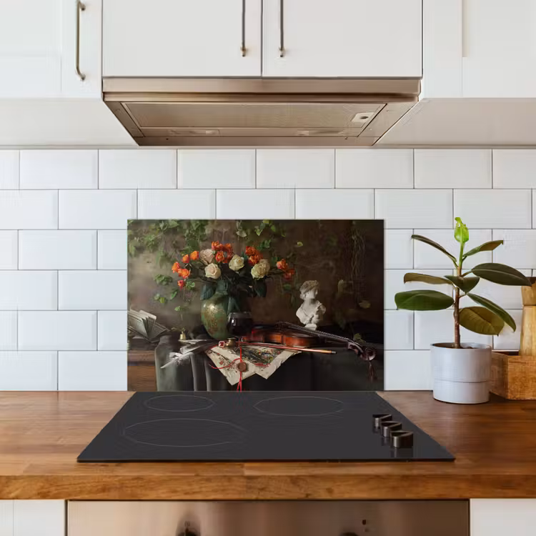 Kitchen splashback for hob - Flowers - Violin - Still life — 3