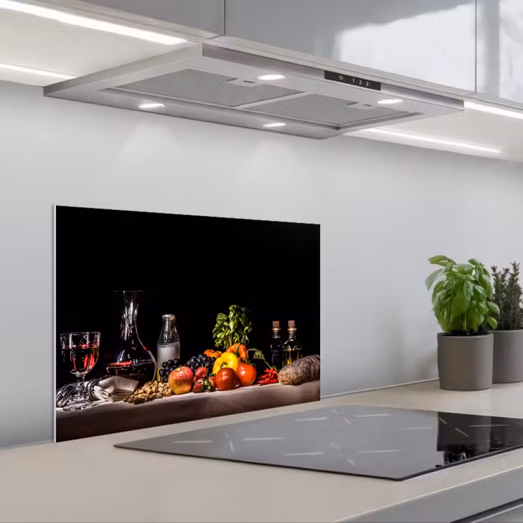 Kitchen splashback for hob - Still life - Food - Drink - Fruit - Black — 1