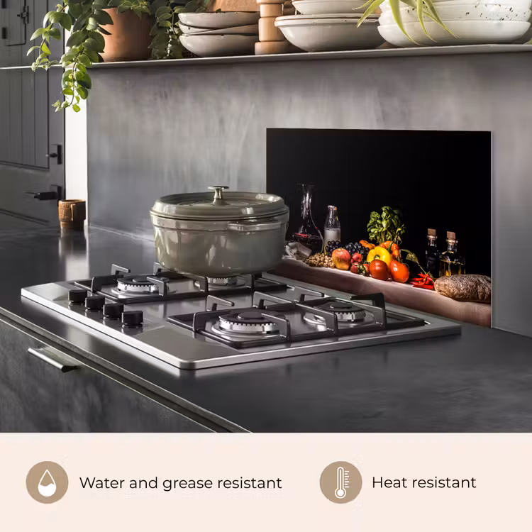 Kitchen splashback for hob - Still life - Food - Drink - Fruit - Black — 2