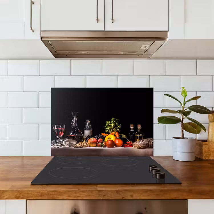 Kitchen splashback for hob - Still life - Food - Drink - Fruit - Black — 3