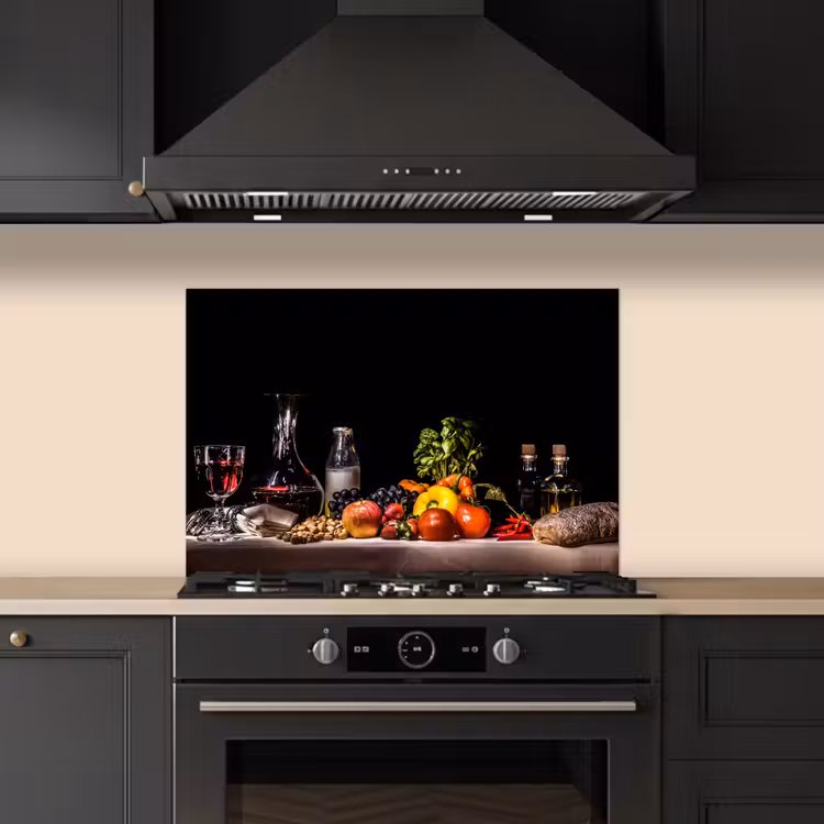 Kitchen splashback for hob - Still life - Food - Drink - Fruit - Black — 5
