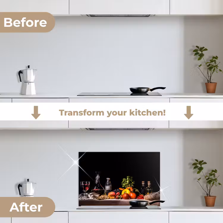 Kitchen splashback for hob - Still life - Food - Drink - Fruit - Black — 7